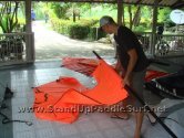 Windsurfing the Starboard Super 12-6 SUP at Lake Bung Taco in Bangkok Thailand