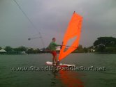 Windsurfing the Starboard Super 12-6 SUP at Lake Bung Taco in Bangkok Thailand