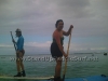 First Time SUP Stand Up - Carissa and Tishya at Ala Moana